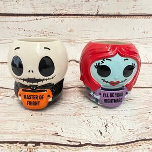 DISNEY Nightmare Before Christmas Jack Skellington and Sally Mugs Cups